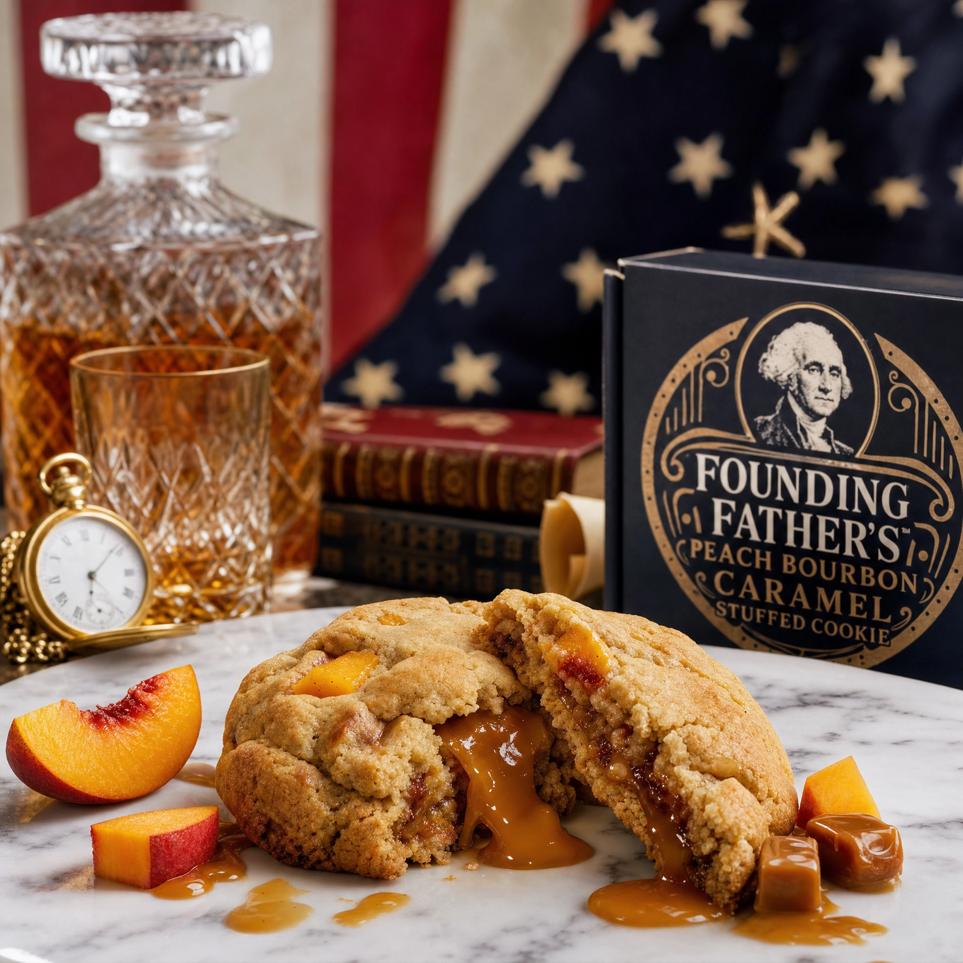 Founding Father's Peach Bourbon Caramel Gourmet Cookie - Bella Dolce Bakery